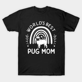 World's Best Pug Mom Rainbow and Stars Cute Dog Lover T-Shirt